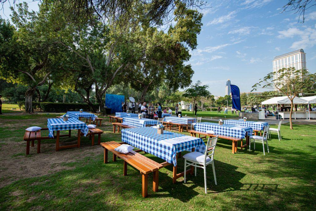 ELC Team Building Table setup in Creek Park