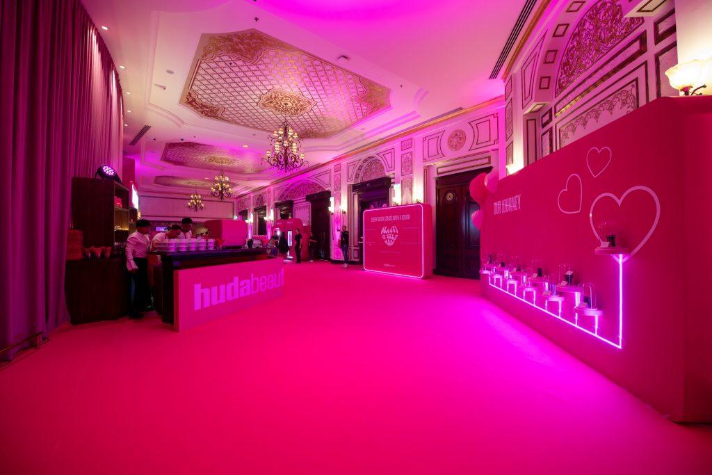 Huda Beauty pre-setup on the foyer of Zabeel Theater