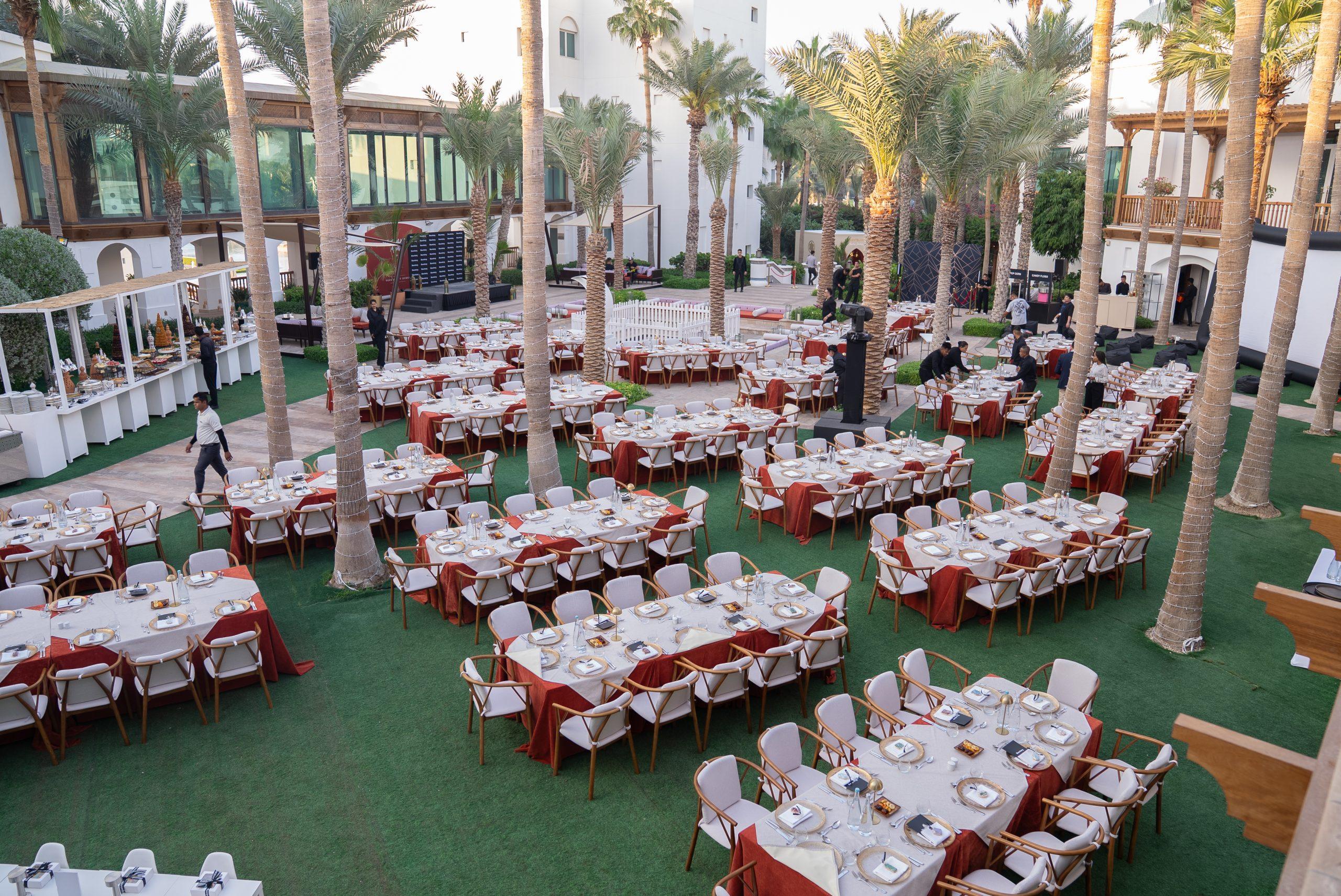 Table Setup at Bloomberg Iftar Dinner in  Garden at Park Hyatt, Dubai Creek Resort 